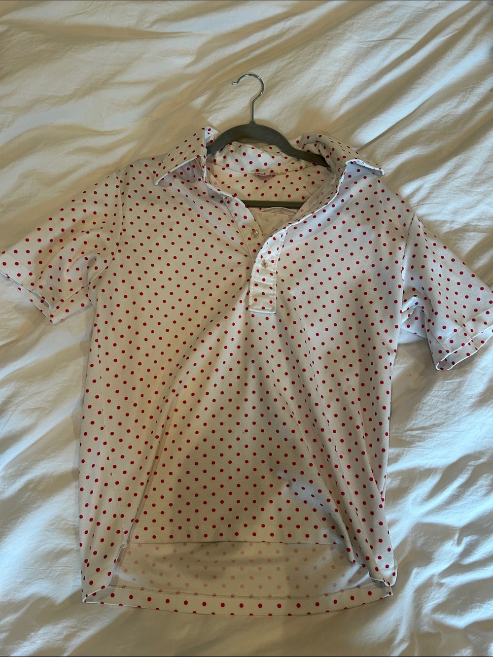 Izod White Polo with Red Polka Dots